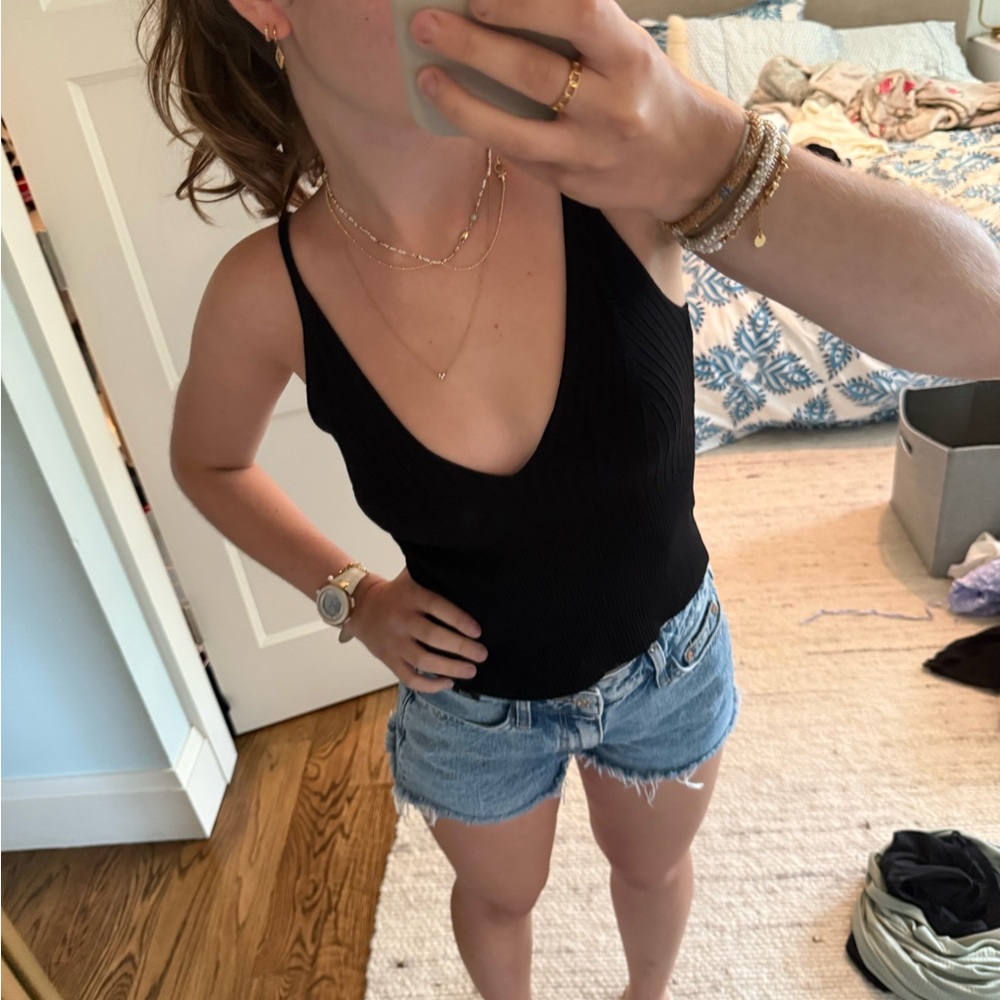 Zara Black ribbed sweater tank Top